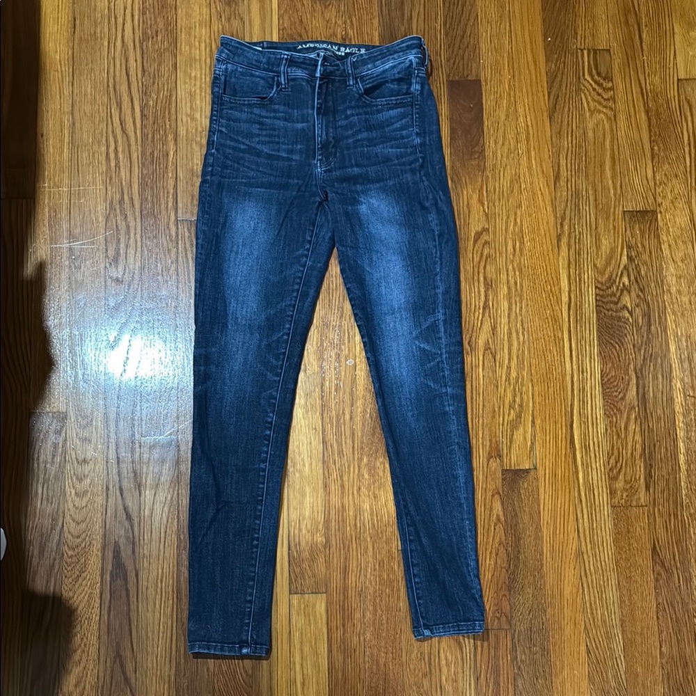 American Eagle Outfitters Blue Skinny Jeans High-Rise Stretch - 6 Long